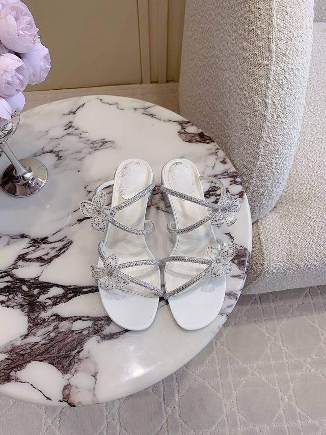 Factory price p Ren* Caovill* New rhinestone flower thick-heeled sandals, alway