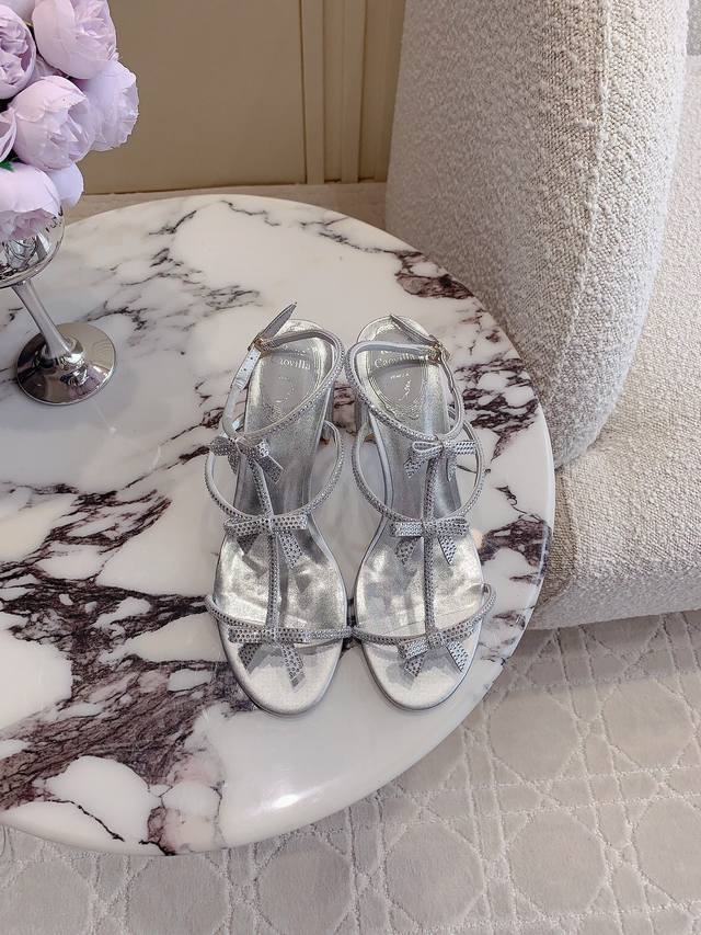 Factory price p Ren* Caovill* new rhinestone bow high-heeled sandals are always