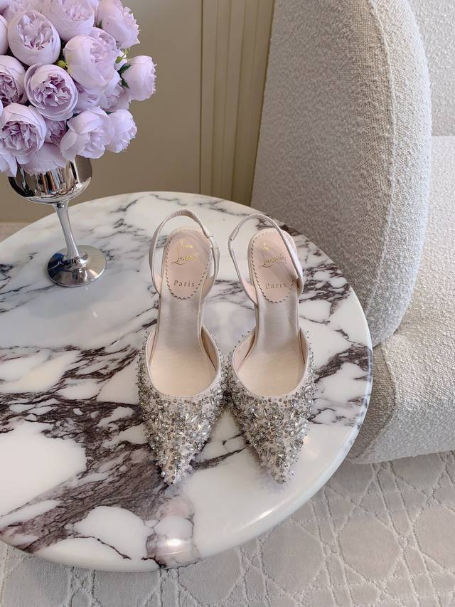 Factory price p Christian Loubouti* new rhinestone red-soled high heels, pure h