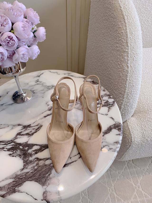 Factory price p Christian Loubouti* new slingback high heels with a simple and