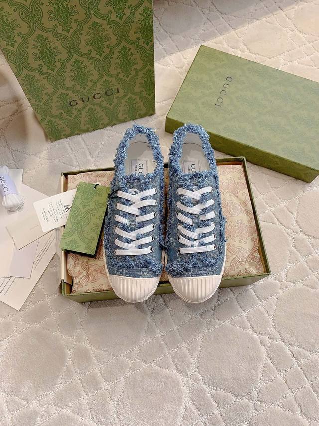Factory price p Gucc* New denim series sneakers for men and women. They look gr