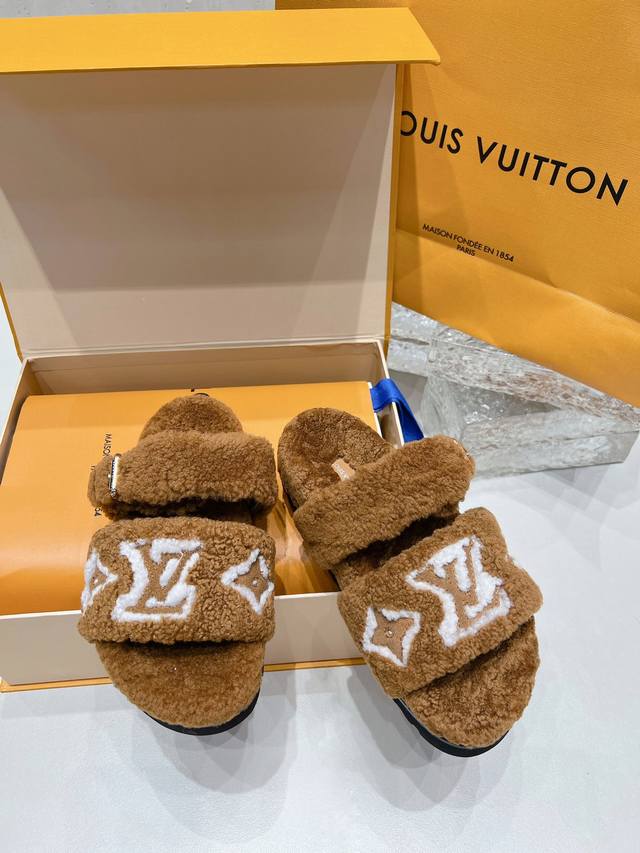 Exclusive high-edition Lv Donkey brand autumn and winter hit thick-soled furry