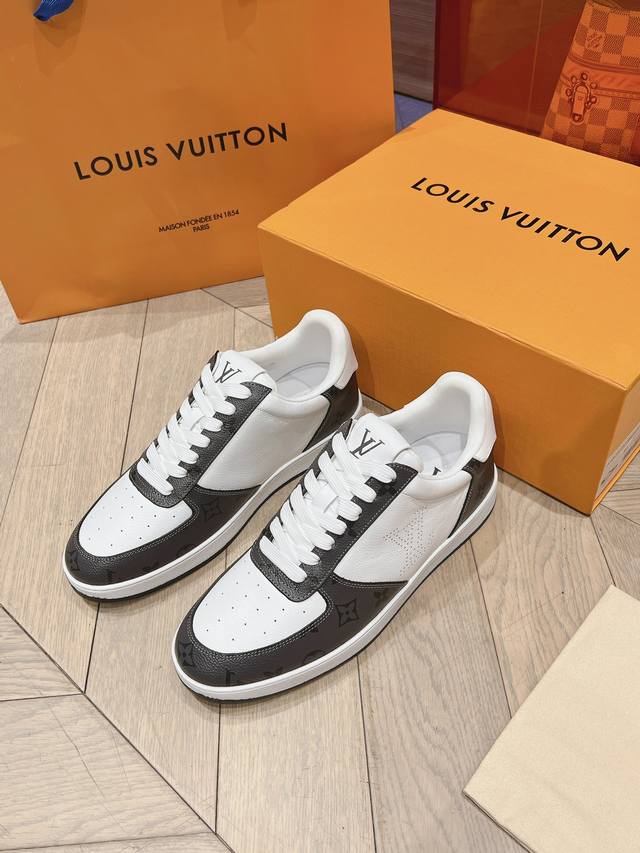 Lv new white shoes for men, letter series , letter color matching pure cowhide