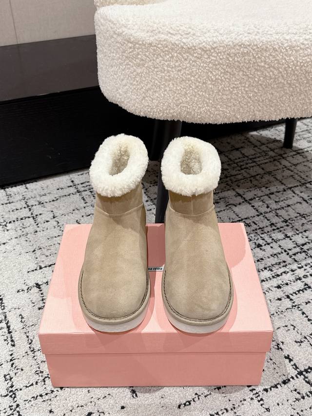 MiumiuحMiumiu 25 Newest Fall Pendant Wool Snow Boots Miu's winter warm snow boot