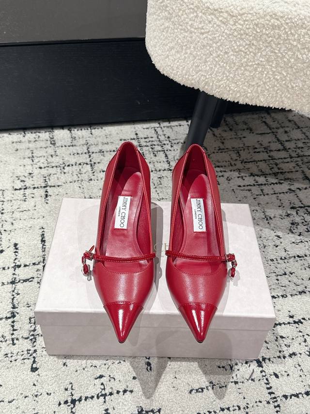 Jimmy Choo Jc 25 Scarlet new pointed high-heeled shoes Original last, perfect li