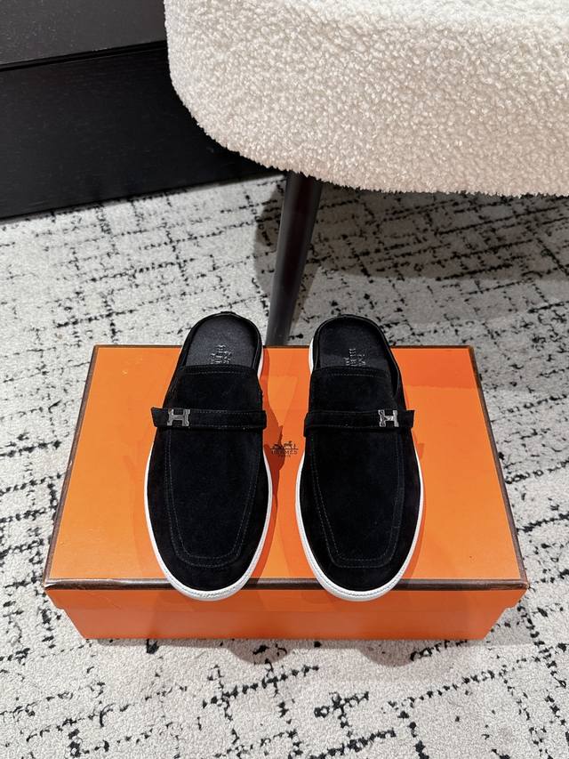 Female and Male +10 #Top VersionHermes 25 Autumn/Winter New Loafer Half-SlipperB