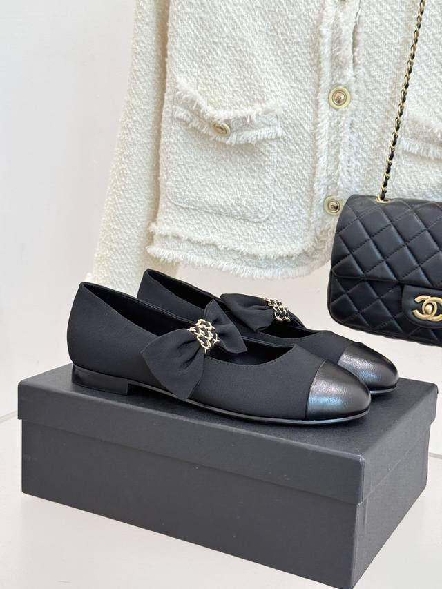 Factory Price: Chane* | Chanel 25K New Arrival Chain Bow Colorblock Flat Mary J