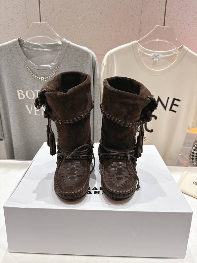 High-quality factory-made boots. Isabel Marant's new 2025Ss Indian-style tassel