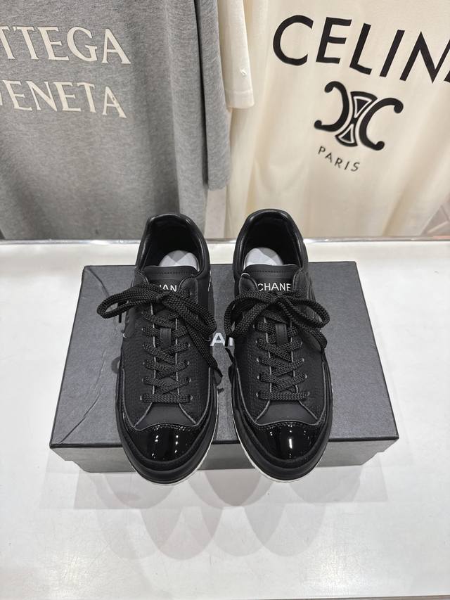 High-end factory version Chanel* Xiaoxiang F015 2025Ss new lace-up panda shoes,