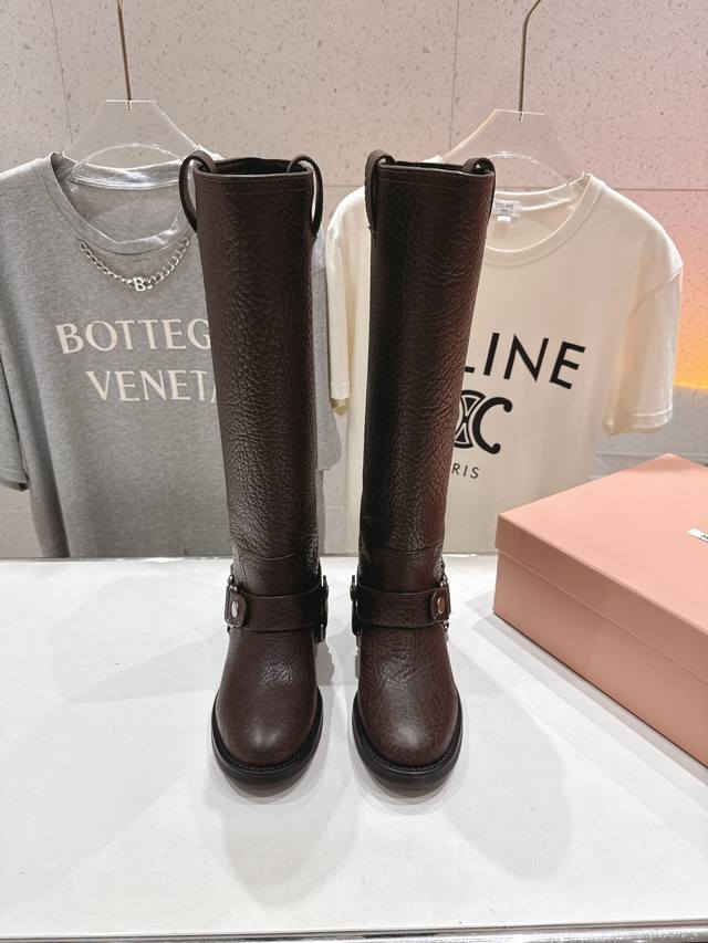 High-end factory boots Miumiu Miu Miu F022 2025Ss new autumn and winter thick-s