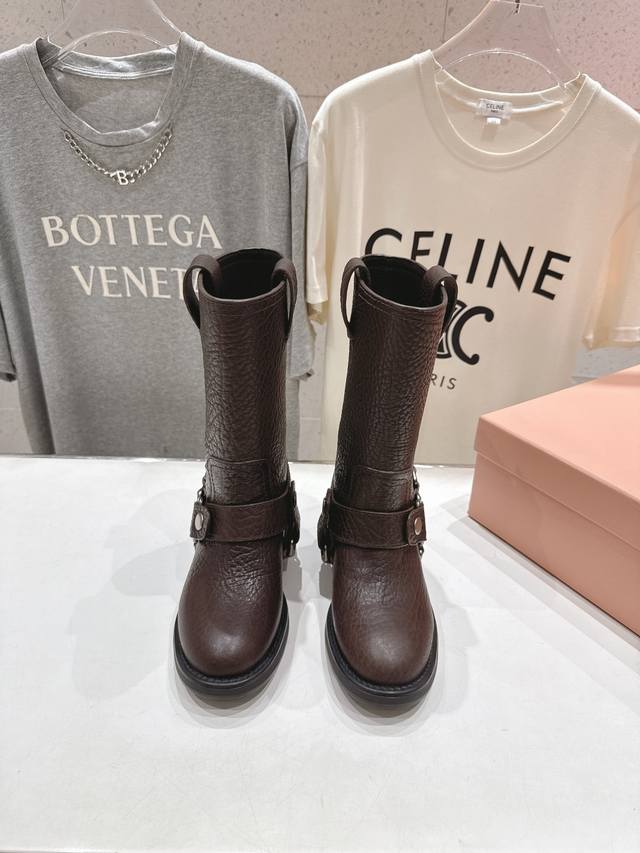 High-end factory-made ankle boots Miumiu Miu Miu F022 2025Ss new autumn and win