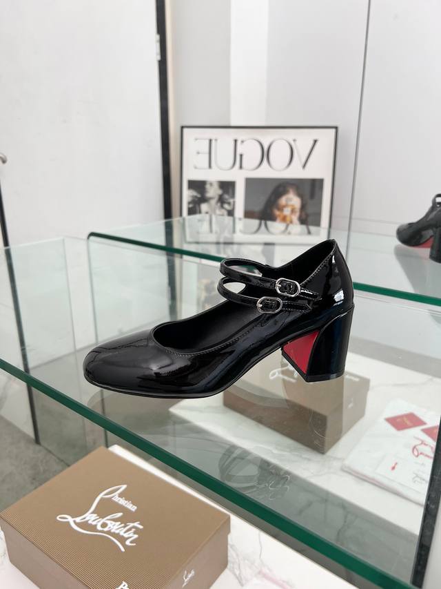 Christian Louboutin's latest Mary Jane block-heeled stilettos with red soles fea