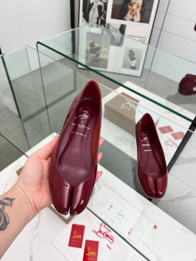 Maison Margiela & Christian Louboutin Collaboration: Red-Sole Split-Toe Flats. M