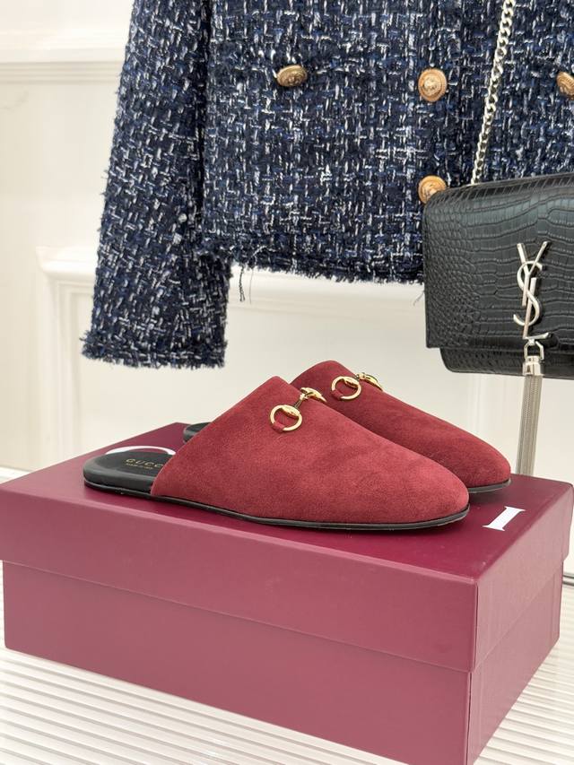 Factory Price: Gucci 25Wf New Monogram Horsebit Half-Slippers The Gucci Horsebi