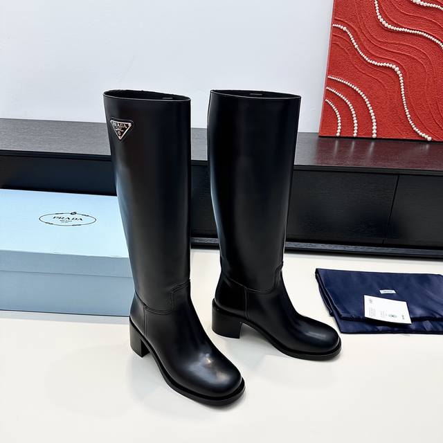 Purchased on behalf of Prada Fw block-heeled long boots full leather, stylish v