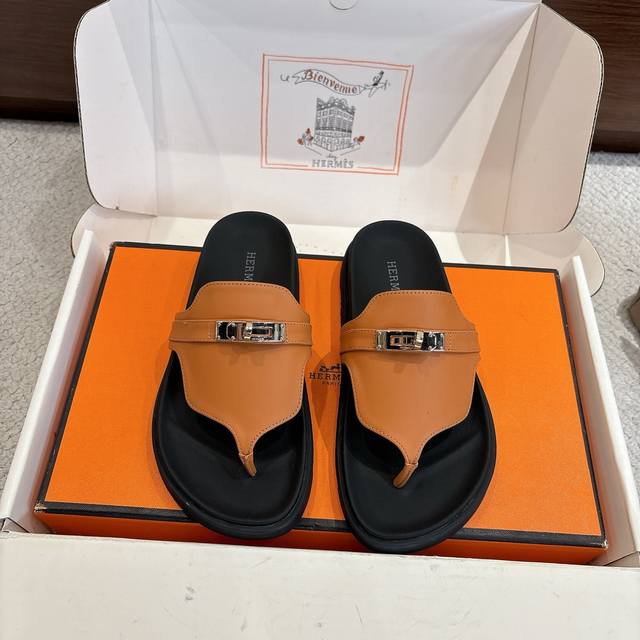 Factory price p Hermes classic second uncle flip-flop Empire sandal series is f