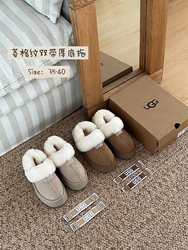 New Ug.G Chanel Diamond Pattern Double-Strap Platform SlidesWho can refuse a pa