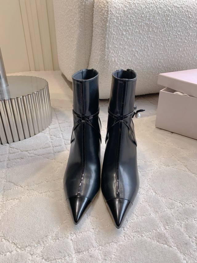 Factory price p Jimmy Cho* new pointed high-heeled ankle boots with pearl penda