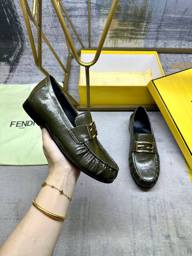 Fendi's latest loafers, with Ff buckle on the upper, ultra-soft leather pleated
