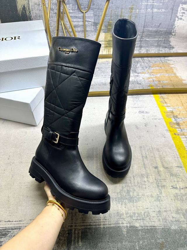 d-Town boots, black leather and nylon upper, nylon with cannage stitching, decor