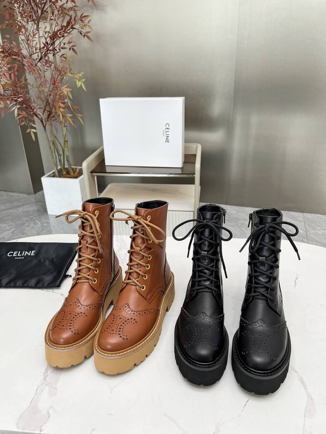 celine 2005 Arc de Triomphe Martin lace-up platform boots with thick soles and c