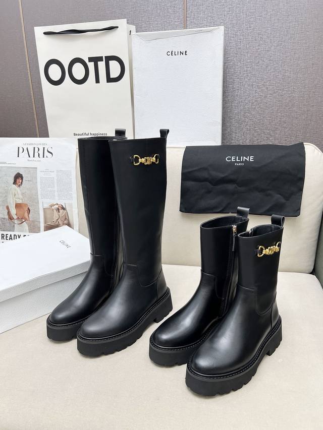 celine Arc de Triomphe stylish and versatile thick-soled boots! ! Made of suede