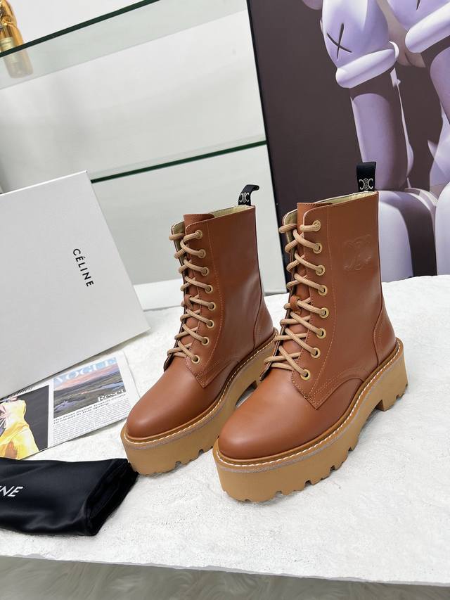 celine Arc de Triomphe Martin lace-up platform boots with thick soles and chunky