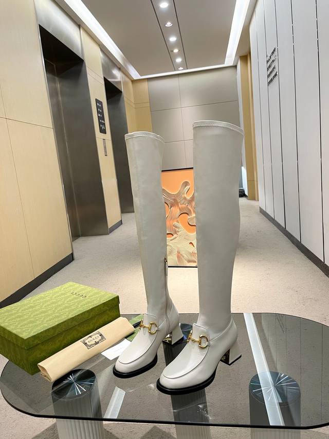 guci Horsebit Stretch Boots [8-inch] 22-inch Gucci stretch leather ankle boots w