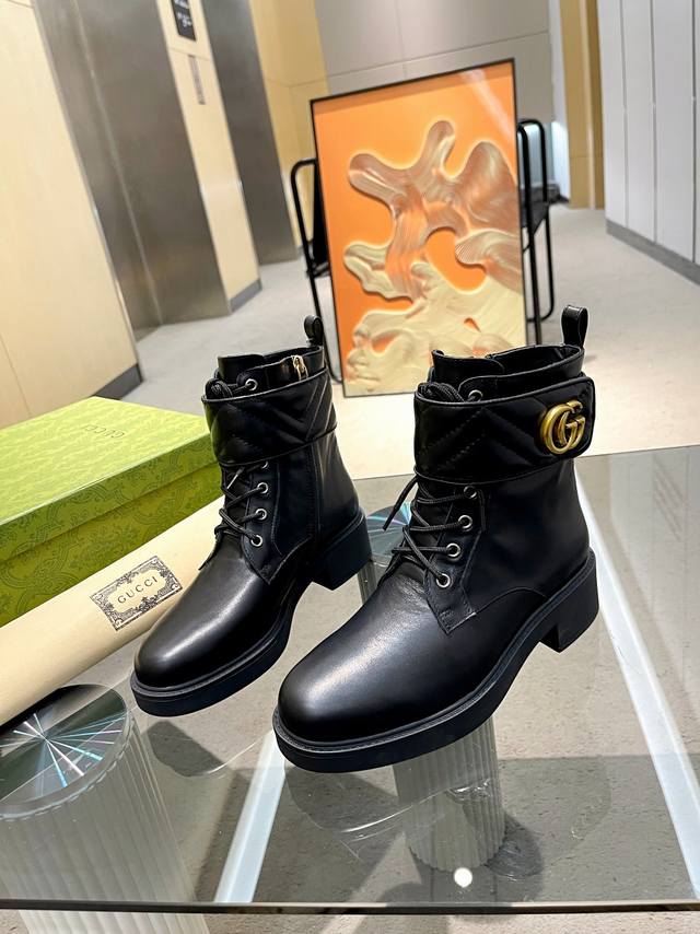 Full leather! Cloth! High-quality Gucci autumn/winter new women's double G ankle