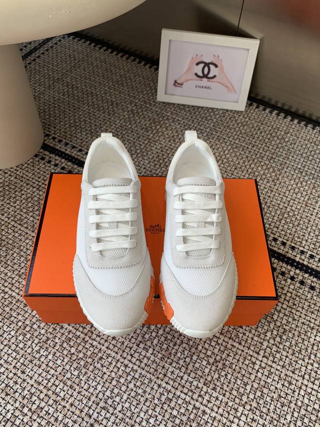 Top version for men and women 400 Hermes H classic couple's casual sports shoes