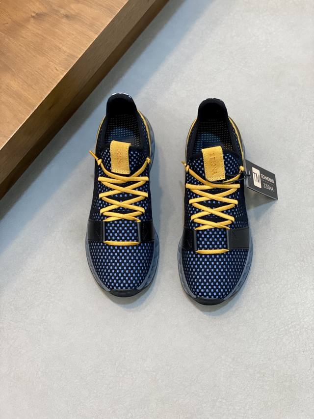 Zegna Men's New Ergonomic Air-Cooled Low-Top Sneakers . Top-quality, 1:1 develo