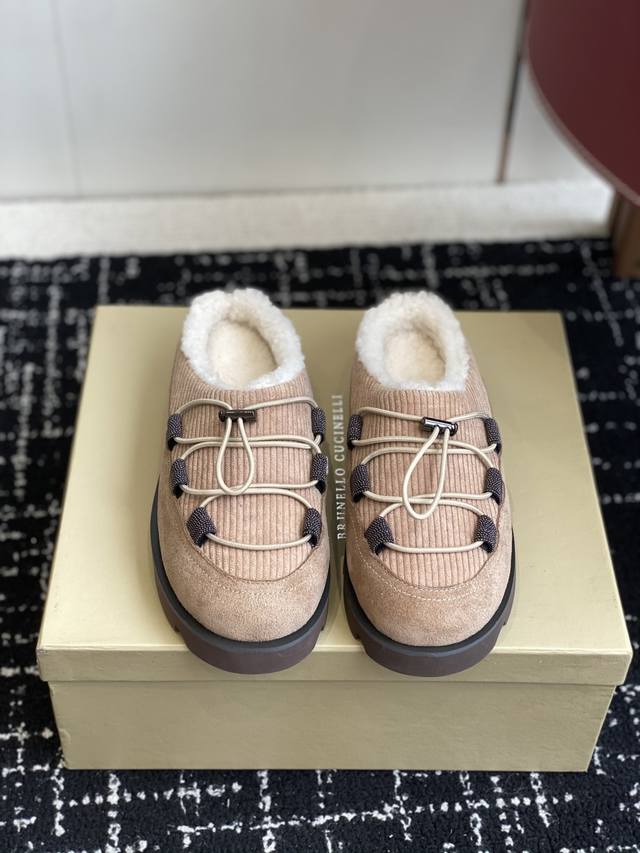 Shopping-grade half-slip boots 390 Brunello Cucinelli 25Ss new winter lambskin