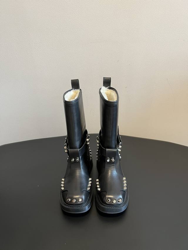 Alexanderwang Aw Riveted Leather Buckle Boots Martin Boots Alexander Wang's late