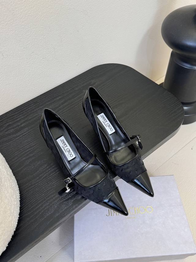 Jimmy Choo inlays sleek, lustrous tones on the toes, brightening your outfit and