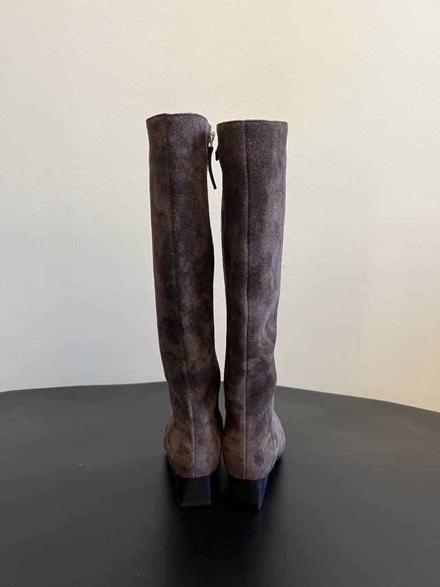 Hidem* 25Ss Square Pointed Toe Chelsea Matte Shiny Cowhide Thick-Sole Square Hee