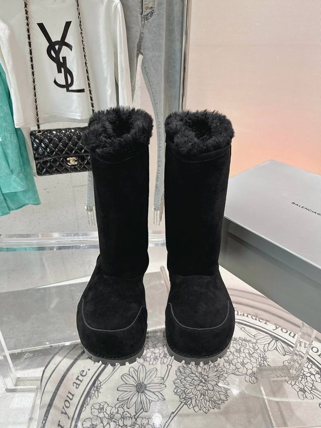 Men's and Women's Balenciaga's new wide-toe snow boots for couples, lambswool sk