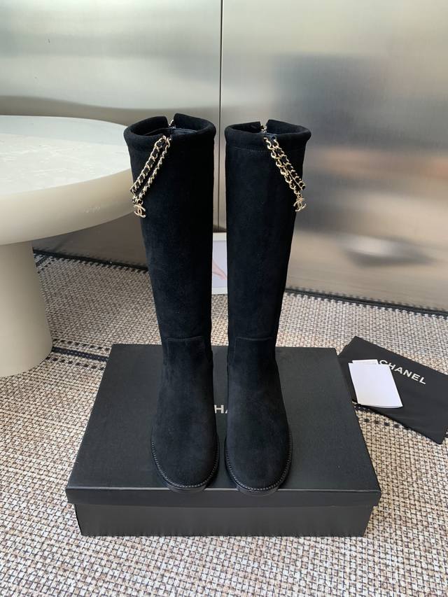 Chanel 25Ss top-of-the-line chain knight boots, new fall/winter styles, highly r