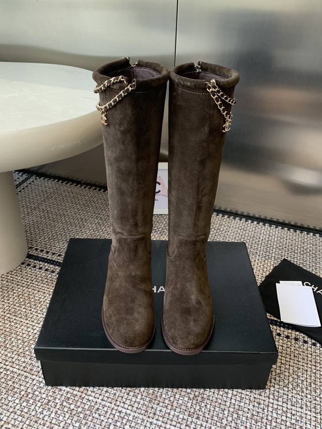 Chanel 25Ss top-of-the-line chain knight boots, new fall/winter styles, highly r