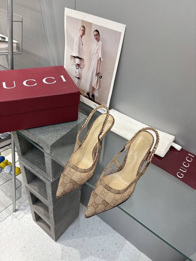 Factory: Top version Gucci Gucci women's G pointed silver textured small letter