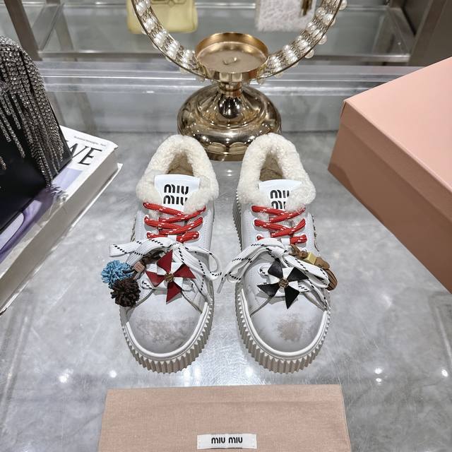 Factory price p 390 original wool lining, Miumiu 25Ss, new autumn/winter thick-