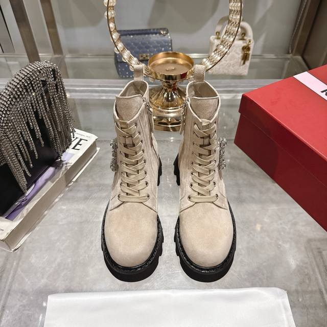 Factory Price p Roger Vivier 24Ss new fall/winter diamond-buckled leather lace-