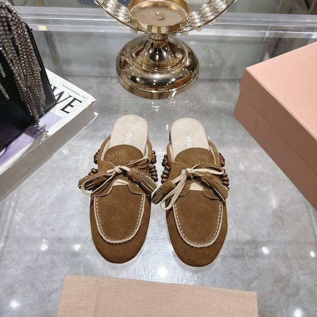 Factory slippers 50Miu Miu lace-up eyelet flats. Miu Miu 25 autumn/winter new sl