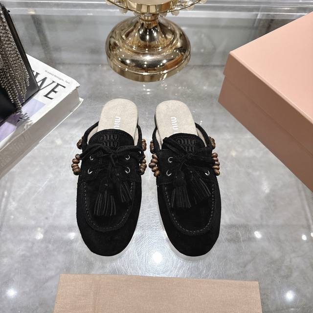 Factory slippers 50Miu Miu lace-up eyelet flats. Miu Miu 25 new fall/winter slip
