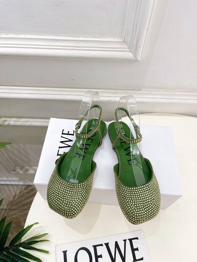 Loewe's new Fall/Winter 2025 Toy ankle-strap diamond-faced ballet flats ( ) are