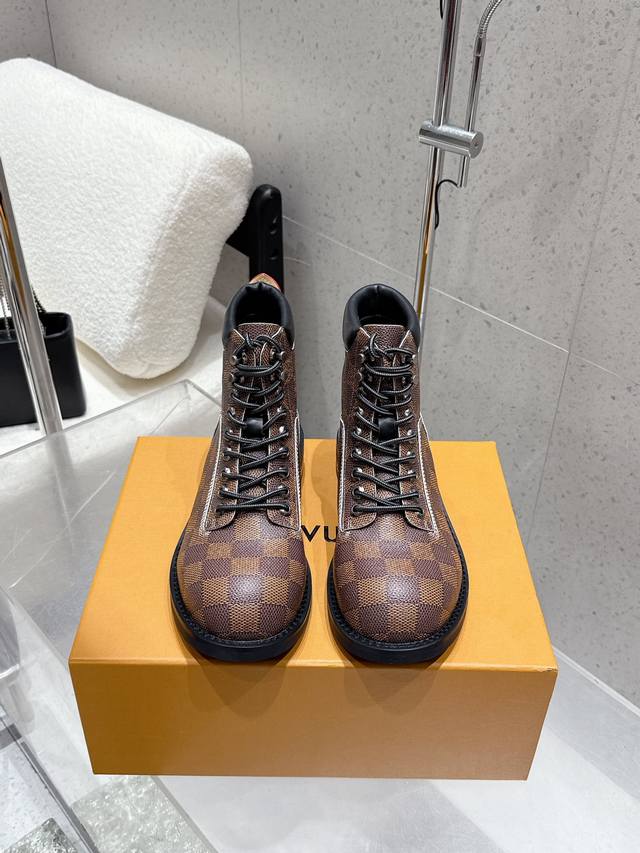 Factory Louis Vuitton 25Ss Autumn and Winter New Lv Couple's Round Toe Lace-up