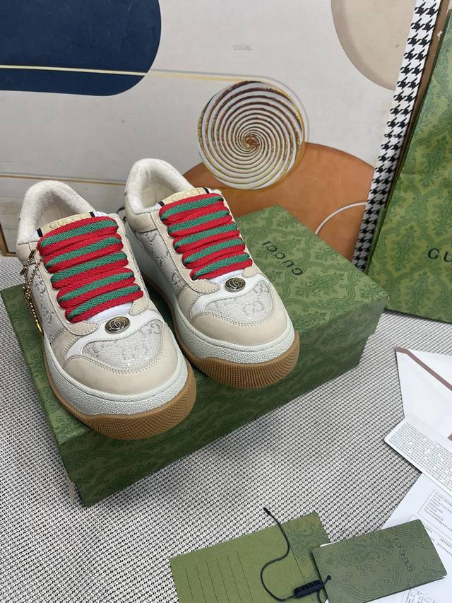 Top version Gucci Gucci's latest Screener series fat dungaree shoelace chip Rmb: