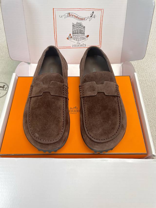 Hermes 2025 Spring/Summer New Lazy Toe Women's Shoes H-House Flat Round Toe Fas