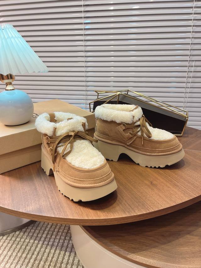 Ugg autumn and winter new thick-soled wedge-heeled mermaid lace-up bootsUgg Tedd