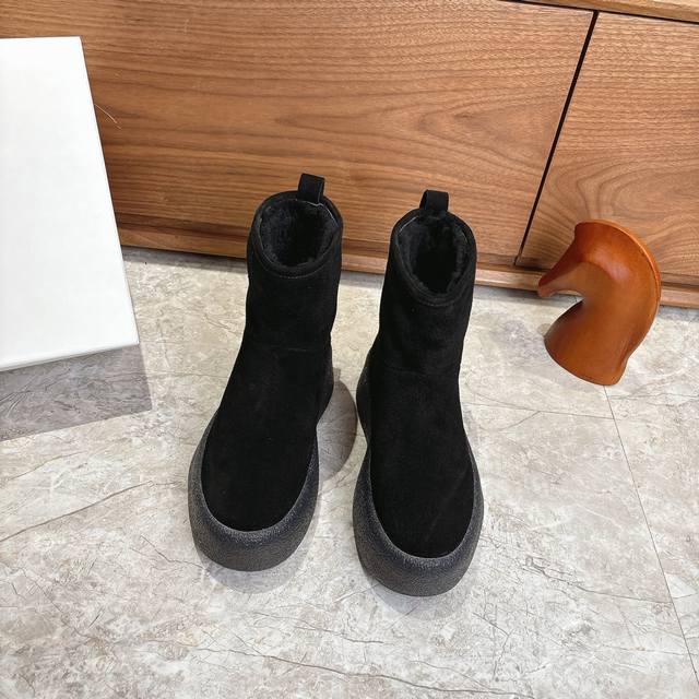 Factory-made The Row 2025Ss autumn/winter platform thick-soled slip-on wool boo