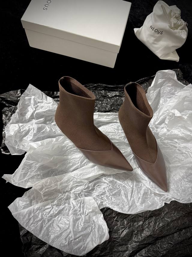 Neous new arrival knitted patchwork ankle boots, fashionable and essential shoes